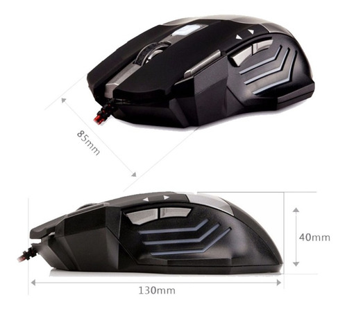 Imagen 5 de 8 de Mouse Gamer Usb 2400 Dpi 7 Botones Cable Y Luces - Otec