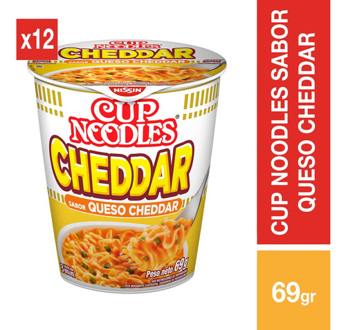 Sopa Instantánea Cup Noodles Queso Cheddar - 12 Unidades