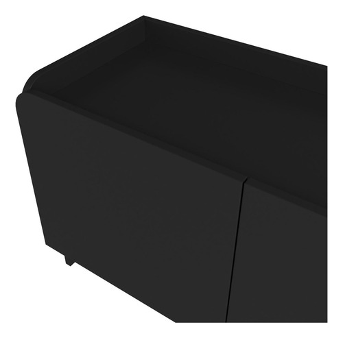 Mueble Rack de Tv 4 Estantes Diseño Moderno de Madera MDF, Mesa para Tv Con Puertas Color Negro