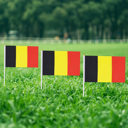 Bandera De Mano, Mxbef-002, 10pzas, Bélgica, 14x21cm, Tela P Beminiflag