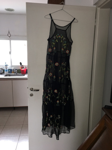 Vestido Tul Mujer Importado Bordado Negro Calidad Premium