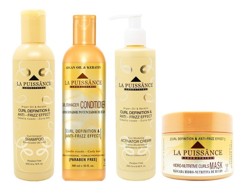 La Puissance Kit Shampoo Enjuague Máscara Crema Rulos 6c