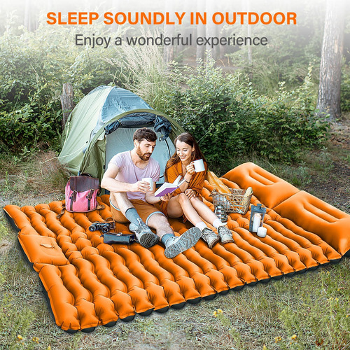 Almohadilla De Dormir Doble Para Acampar, Inflable, Para Aca