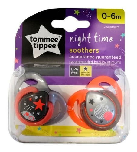 Chupete Night Time 0-6m Ortodóntico Pack X 2 Tommee Tippee