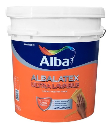 Pintura Latex Interior Albalatex Ultra Lavable Blanco Mate X 10 Lts - Kromacolor