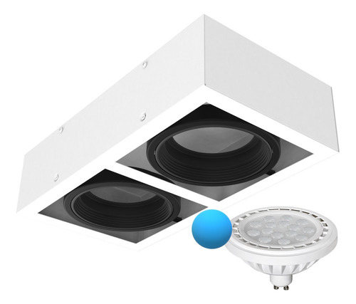 Aplique Techo Blanco Led Box 2 Spot Cardanico Ar111+ Lampara