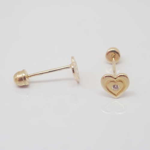 Amor Eterno - Broqueles Corazón Latido Bebé / Oro Sólido 10k