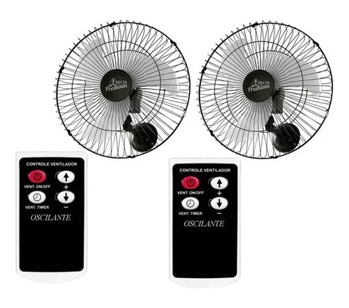 Kit 2 Ventilador Parede 60cm Delta Biturbo + Controle Remoto