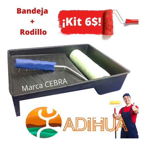 Kit Rodillo Y Bandeja Marca Cebra Para Pintar