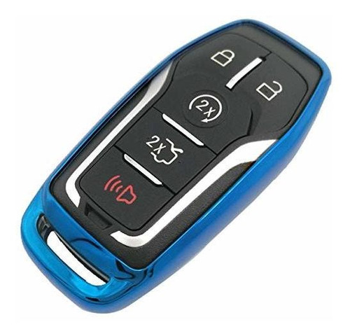 Blue Tpu Key Fob Case Holder Jacket Protector For Ford Fusio