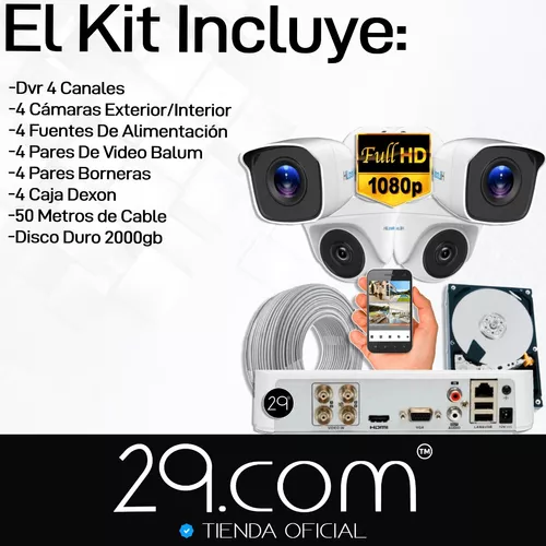 Cámara CCTV a color a tiempo completo 1080P, cámara de seguridad exterior  con cable de 2MP, vigilancia de grabación 24/7 4 en 1 TVI/CVI/AHD/CVBS