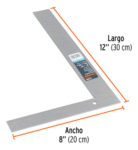 Truper 14386, Escuadra 8'x12' De Acero Para Cantero