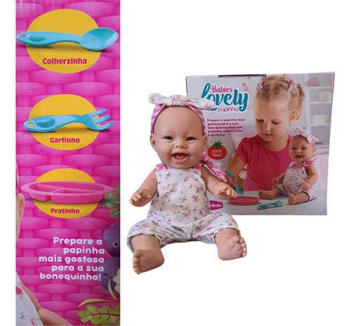 Boneca Papinha Tipo Reborn Com Acessórios Bebe Menina