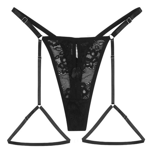 Tanga De Encaje Para Mujer Con Diseño De Correas Ajustables