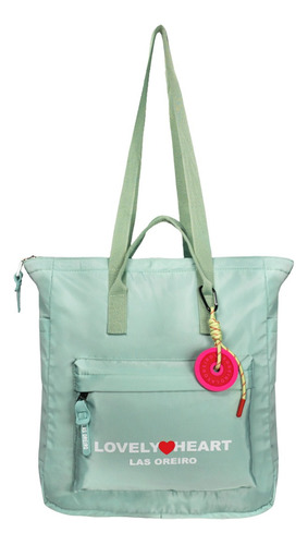 Mochila Urbana Mujer Las Oreiro 2 En 1 Bolso Tote Bag Color Aqua 22098 Diseño De La Tela Liso