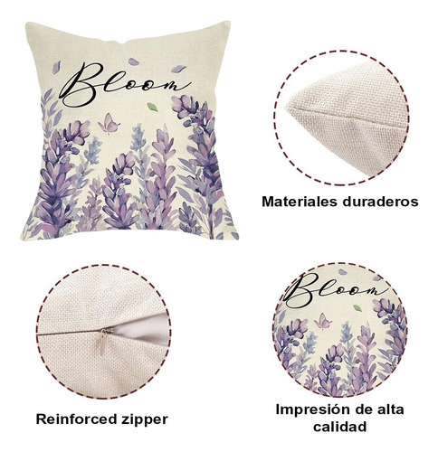Fundas Cojines Almohada Decorativos Lino Algodón 4pcs 45cm Lavanda