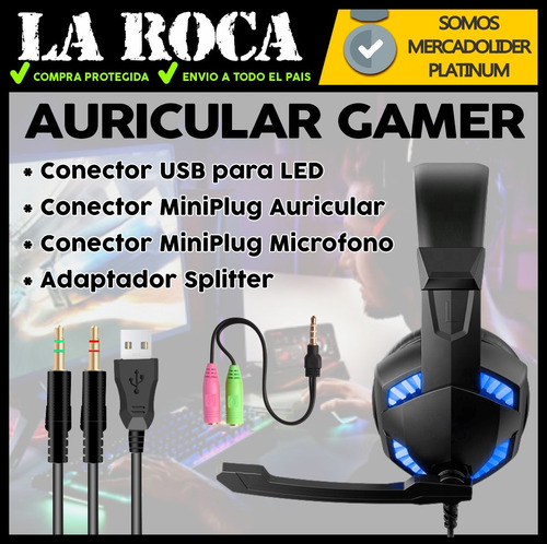 Auricular Gamer Led Microfono Ideal Gaming Pc Ps4 Xbox