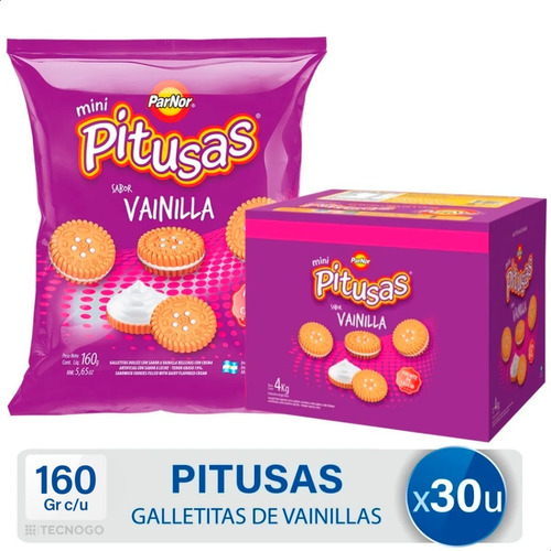 Caja Galletitas Pitusas Vainilla Mini Pack  - Mejor Precio