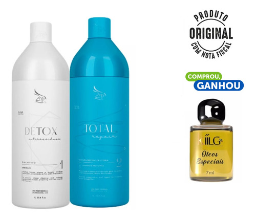 Kit Zap Total Repair Cauterização Shampoo E Máscara Litro