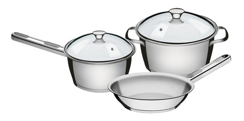 Juego Ollas Batería Cocina Tramontina Allegra Inox 3 Piezas