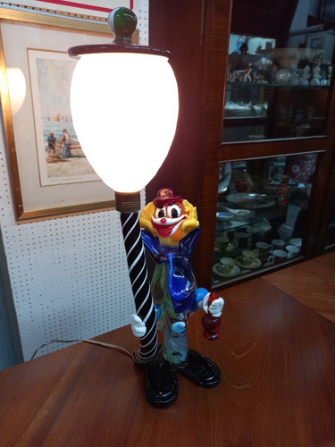 Manyantiques - Antiguo Payaso C/ Luminaria Cristal De Murano