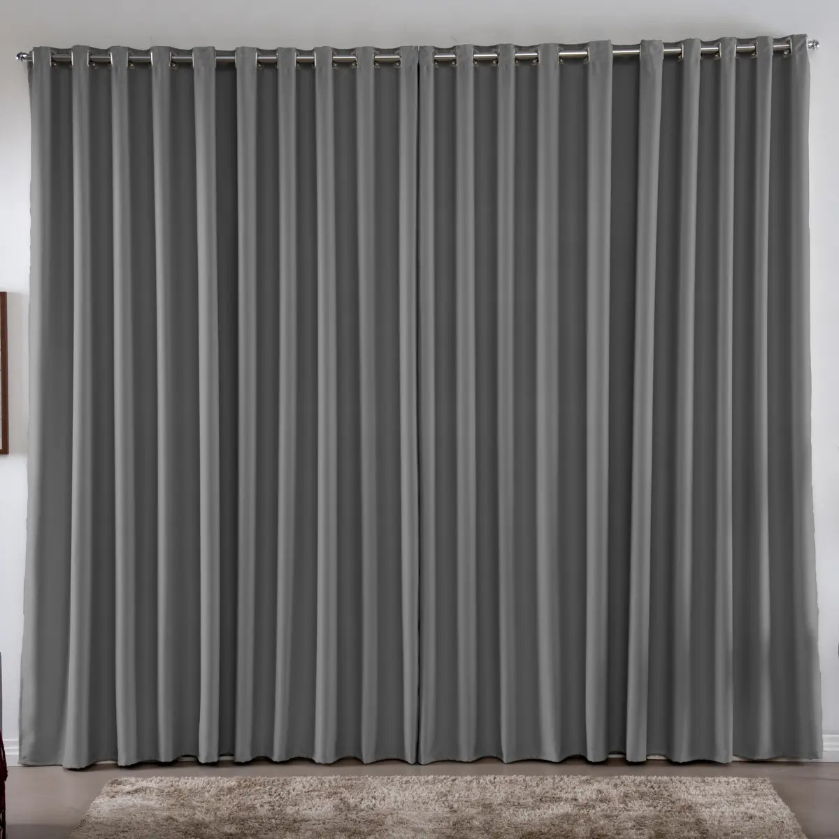 Cortina 4,00x2,50 Metros Blackout Blecaute Cinza Corta Luz Em Tecido Grosso Para Quarto E Sala Casa Laura Enxovais