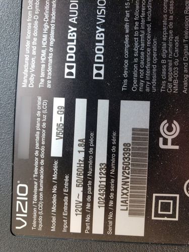 Fuente Tv Vizio V505-g9 (Usado)