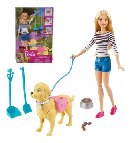 Barbie Paseo De Mascota Muñeca Original Mattel