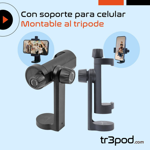Tripode Camara Celular Tr3pod Aluminio Plegable + Control Negro
