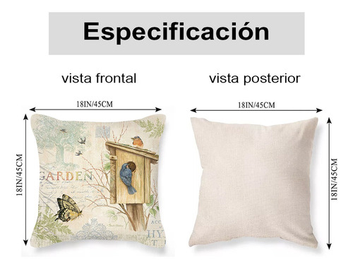 Fundas Cojines Almohada Decorativos Lino Algodón 4pcs 45cm Jardín