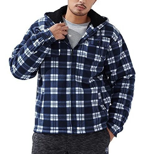 Chaqueta De Franela Forrada De Sherpa Invierno Tallas Grandes Hombre