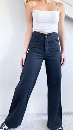 Jean Wide Leg Negro Alto Pocos En Stock