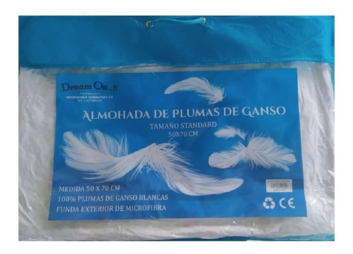 Almohada Dream On Plumas De Ganso 50 X 90cm