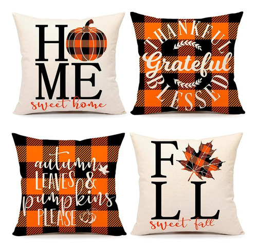 Fundas De Almohada De Decoración De Otoño 18x18 Juego...