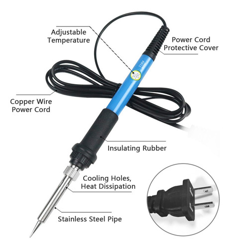 Kit De Pistola De Solda De 15 Unidades De 60 W Com Temperatu