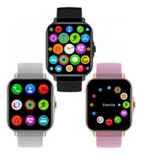 Relógio Smartwatch H13 Masculino Feminino 2024 Caixa Rosa Pulseira Rosa Bisel Rosa Desenho Da Pulseira Liso