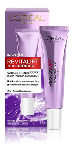 Crema hialurónica para ojos L'Oréal Paris Revitalift, 15 g, tipo de piel normal