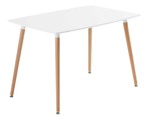 comprar Mesa Comedor Blanca Eames Rectangular 120x80 Color de la tapa Blanco Color de las patas Café