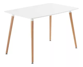 Mesa Eames Comedor Rectangular Moderno Vintage Color De La Tapa Blanco Color De Las Patas Café