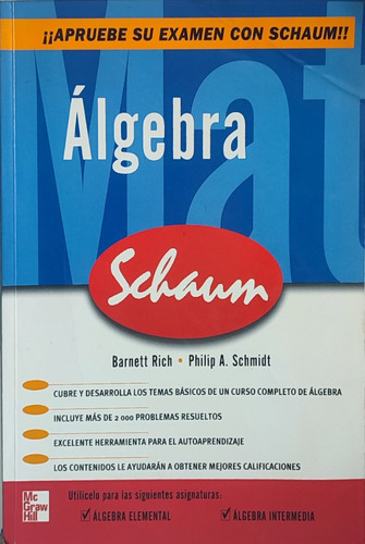 Algebra Schaum, De Schaum. Editorial Mc Graw Hill, Tapa Blanda En Español