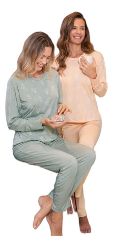 Pijama Mujer Estampado Pantalon Liso Bianca Secreta 24511