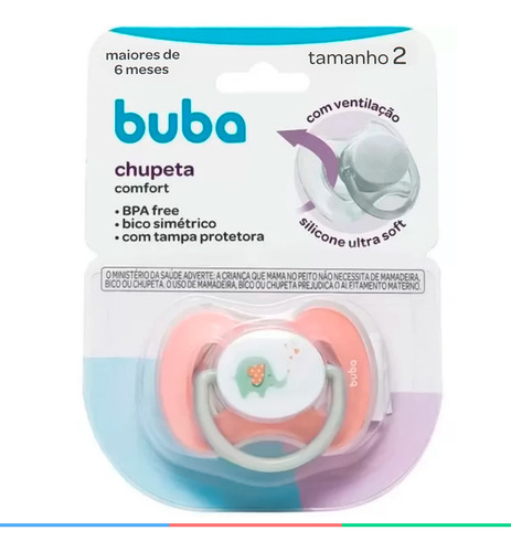 Chupeta Bebê +6 Meses Tamanho 2 Silicone Comfort Buba
