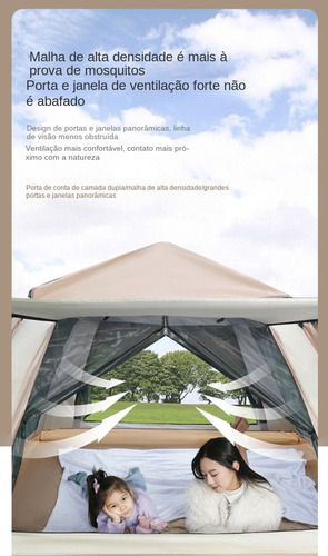 Barraca Camping Acampamento 3-4 Pessoas Automática Upf50+ Cor Bege