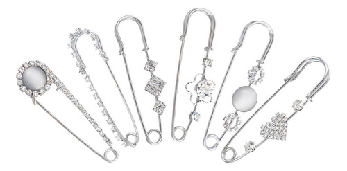 1 6 Pcs De Broche De Cristal Artificial Mujer,alfileres