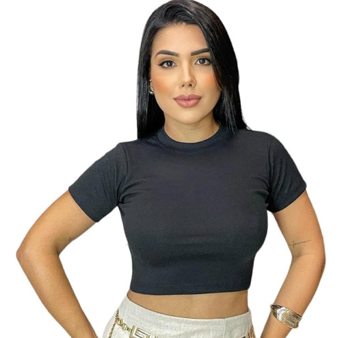 Blusinha Canelado Liso Top Básico Promoção 