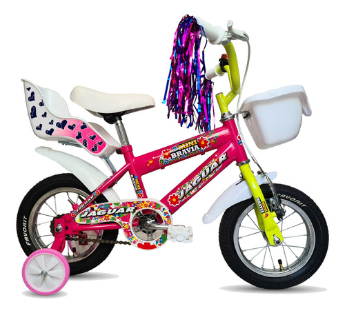 Bicicleta Dama Minibravia Porta Muñeca Canasta Rodada 12 Color Fucsia