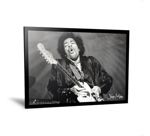 Cuadros Jimi Hendrix Con Guitarra Enmarcado Con Vidrio 35x50