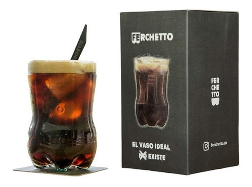 Kit Vaso Fernet Ferchetto Botella Cortada Vidrio Caja Regalo