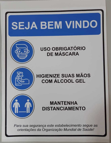 Adesivo Uso De Máscara Álcool Em Gel E Distancamento