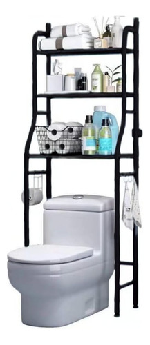 Estantes Armario Mueble Organizador Baño Inodoro Metal Acero Color Negro